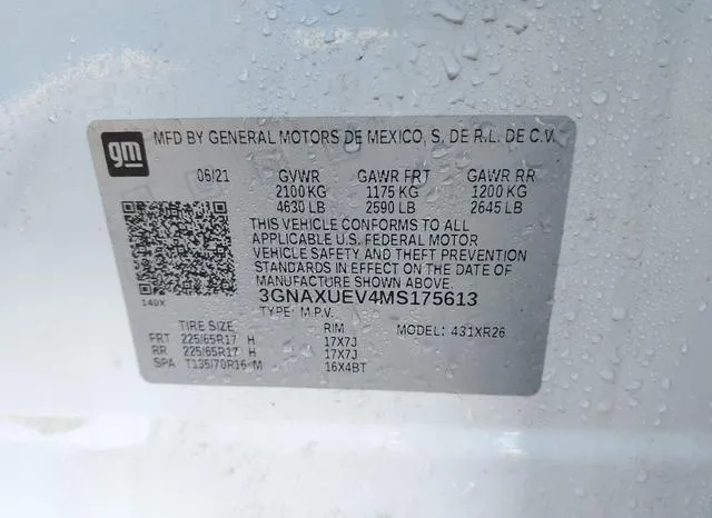 3GNAXUEV4MS175613 2021 2021 Chevrolet Equinox- Awd Lt 9