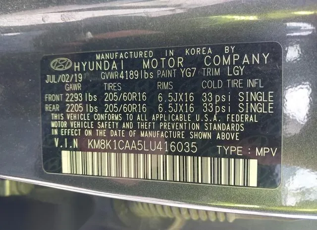 KM8K1CAA5LU416035 2020 2020 Hyundai Kona- SE 9