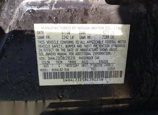 1N4AL21E58C291256 2008 2008 Nissan Altima- 2-5 S 9