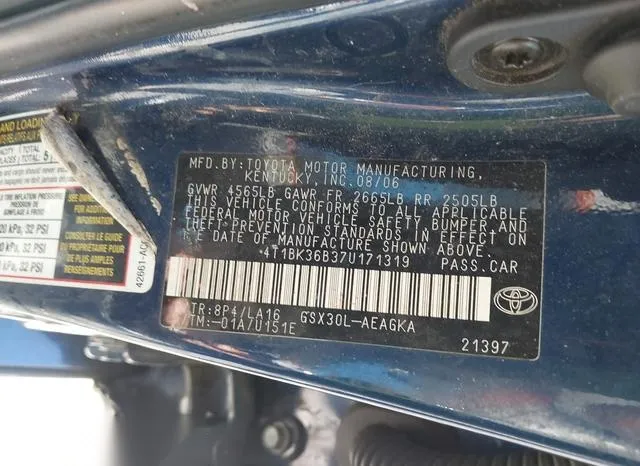 4T1BK36B37U171319 2007 2007 Toyota Avalon- Xls 9