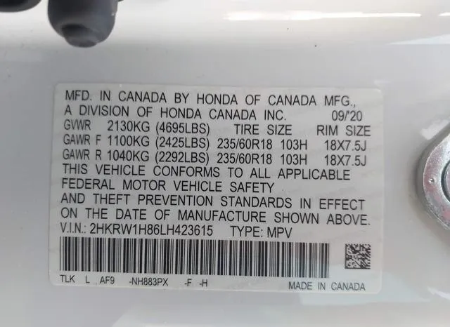 2HKRW1H86LH423615 2020 2020 Honda CR-V- 2Wd Ex-L 9