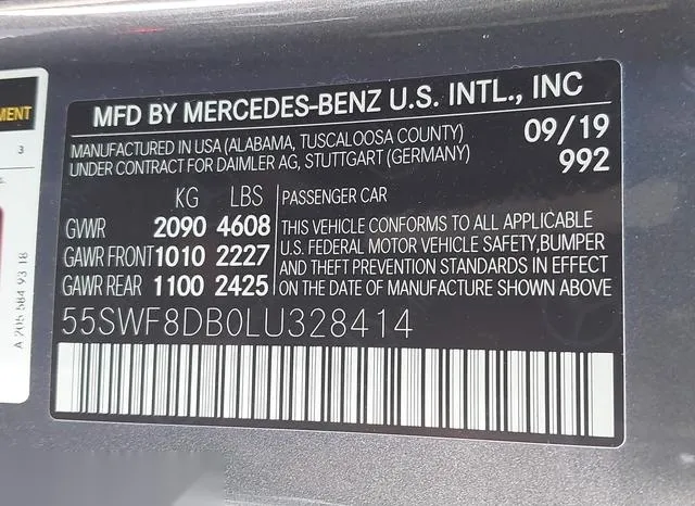 55SWF8DB0LU328414 2020 2020 Mercedes-Benz C 300 9