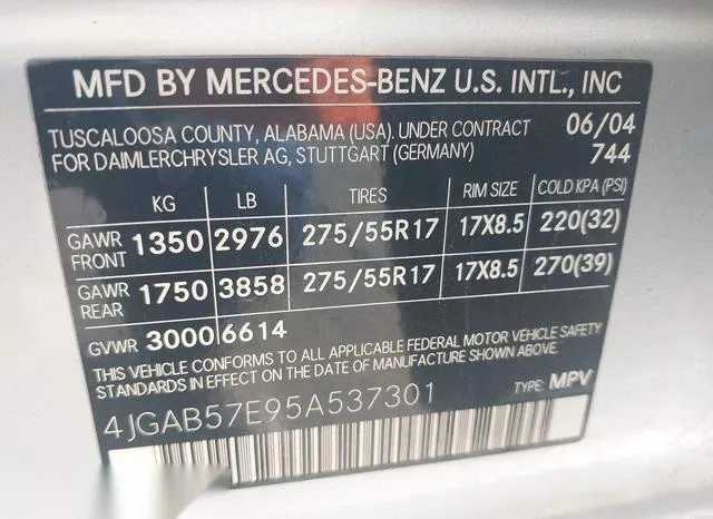 4JGAB57E95A537301 2005 2005 Mercedes-Benz ML 350- 4Matic 9