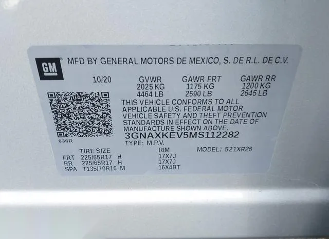 3GNAXKEV5MS112282 2021 2021 Chevrolet Equinox- Fwd Lt 9