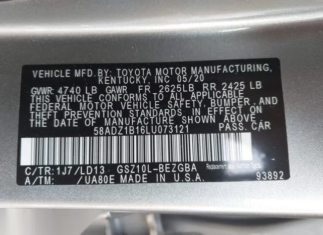 58ADZ1B16LU073121 2020 2020 Lexus ES- 350 9