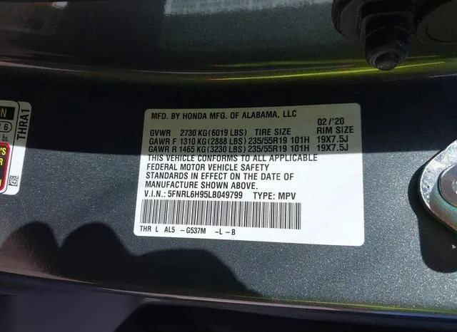 5FNRL6H95LB049799 2020 2020 Honda Odyssey- Elite 9