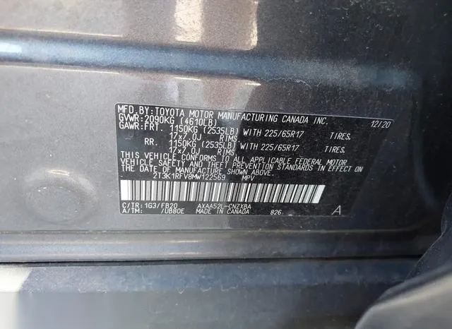 2T3K1RFV8MW122569 2021 2021 Toyota RAV4- LE 9