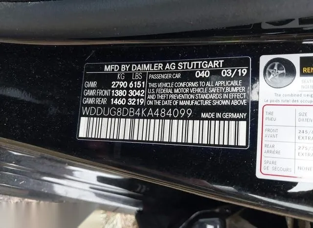 WDDUG8DB4KA484099 2019 2019 Mercedes-Benz S 560 9