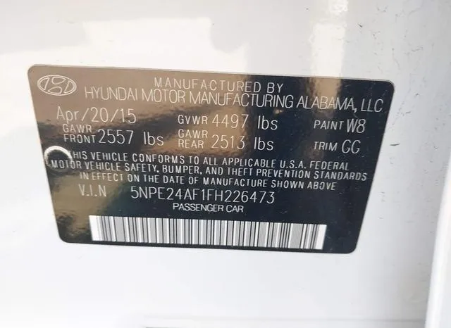 5NPE24AF1FH226473 2015 2015 Hyundai Sonata- SE 9