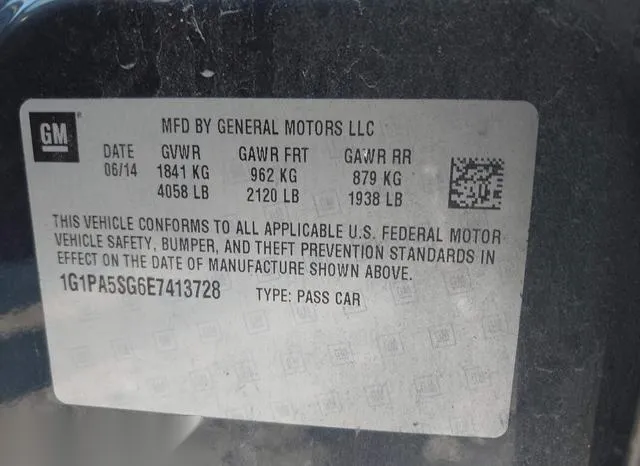 1G1PA5SG6E7413728 2014 2014 Chevrolet Cruze- Ls Auto 9