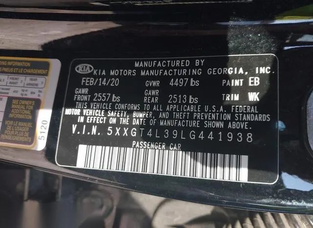 5XXGT4L39LG441938 2020 2020 KIA Optima- LX 9