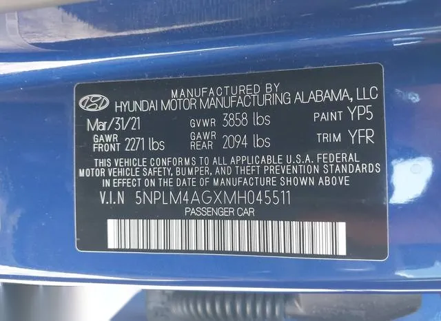 5NPLM4AGXMH045511 2021 2021 Hyundai Elantra- Sel 9