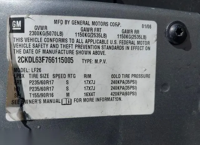 2CKDL63F766115005 2006 2006 Pontiac Torrent 9