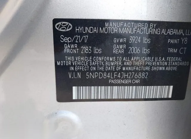 5NPD84LF4JH276882 2018 2018 Hyundai Elantra- Sel 9