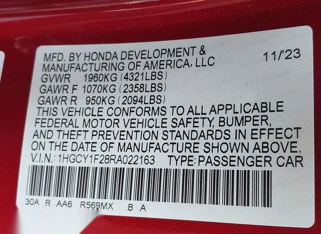 1HGCY1F28RA022163 2024 2024 Honda Accord- LX 9