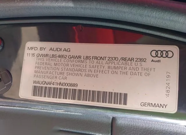 WAUGNAF41HN000889 2017 2017 Audi A4- 2-0T Premium 9