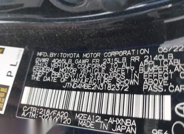 JTND4MBE2N3182372 2022 2022 Toyota Corolla- SE 9