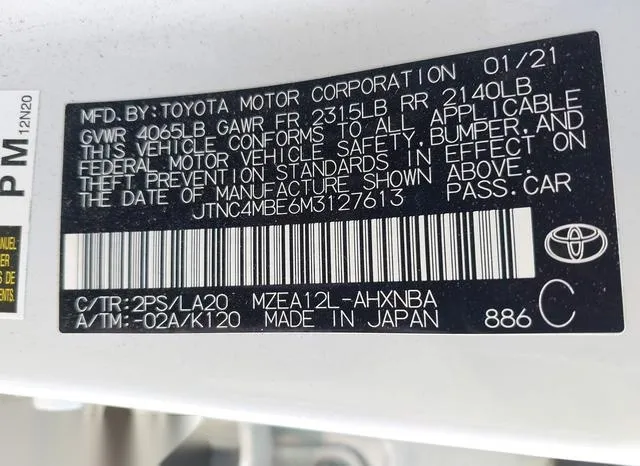 JTNC4MBE6M3127613 2021 2021 Toyota Corolla- Xse 9