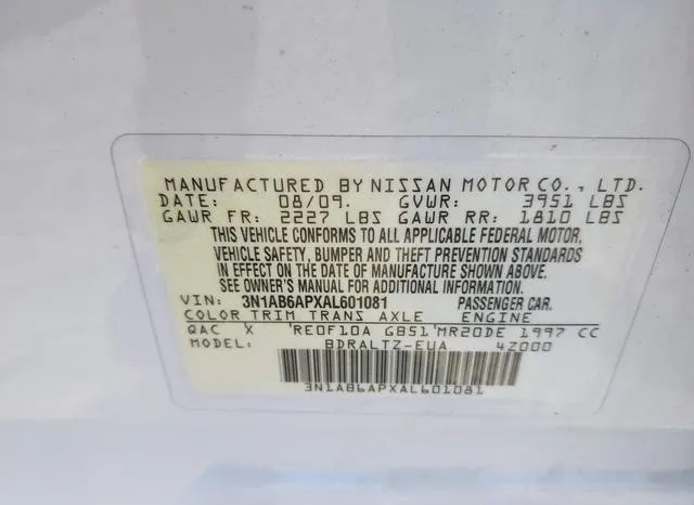 3N1AB6APXAL601081 2010 2010 Nissan Sentra- 2-0S 9