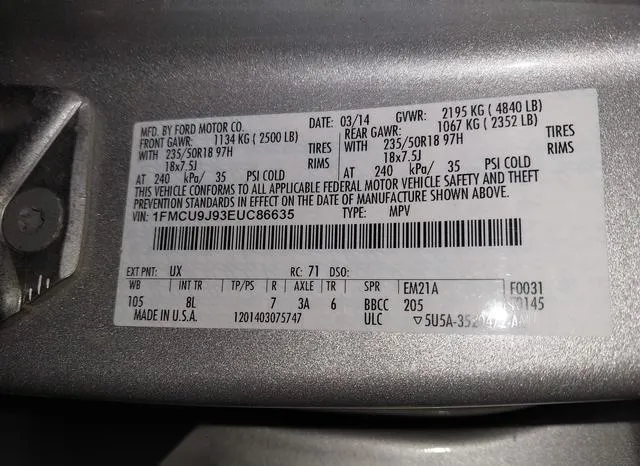 1FMCU9J93EUC86635 2014 2014 Ford Escape- Titanium 9