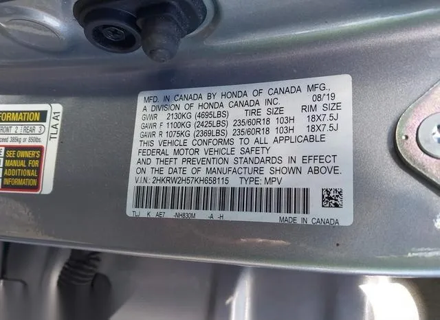 2HKRW2H57KH658115 2019 2019 Honda CR-V- EX 9