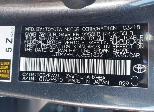 JTDKARFU7J3551322 2018 2018 Toyota Prius- Three Touring 9