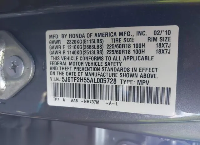 5J6TF2H55AL005728 2010 2010 Honda Accord- Crosstour Ex-L 9