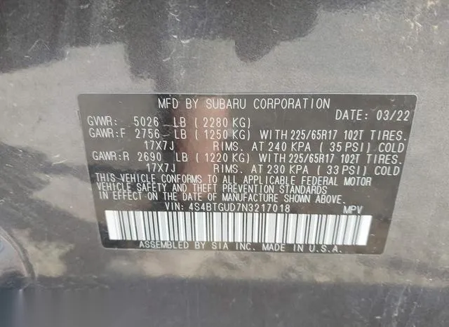 4S4BTGUD7N3217018 2022 2022 Subaru Outback- Wilderness 9