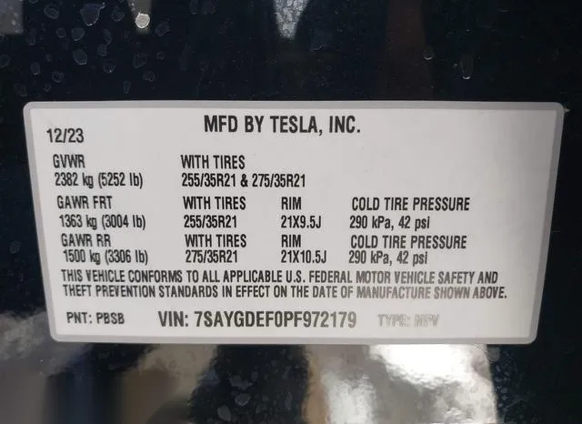 7SAYGDEF0PF972179 2023 2023 Tesla Model Y- Performance Dual 9