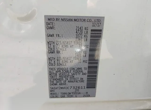 5N1AT2MV4JC732611 2018 2018 Nissan Rogue- SV 9