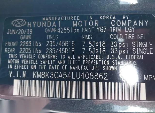 KM8K3CA54LU408862 2020 2020 Hyundai Kona- Limited 9