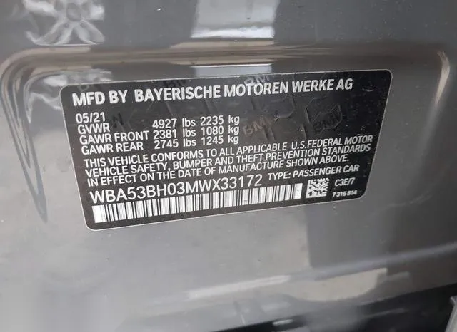 WBA53BH03MWX33172 2021 2021 BMW 5 Series- 530I 9