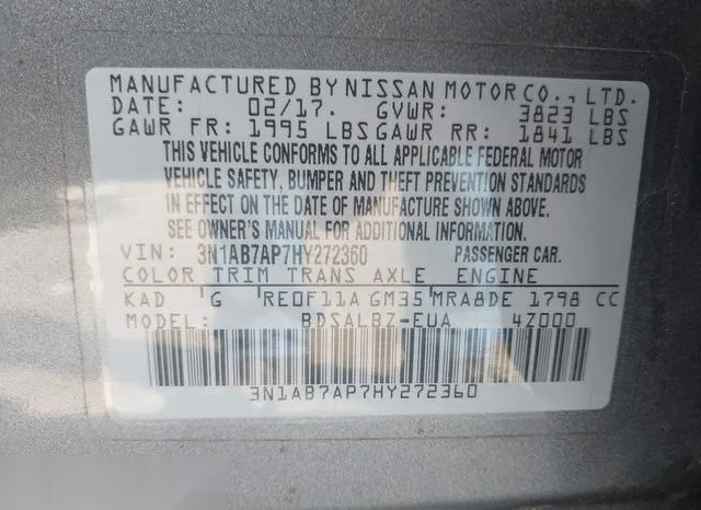 3N1AB7AP7HY272360 2017 2017 Nissan Sentra- S 9