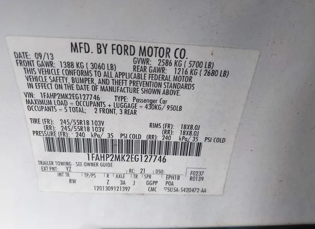 1FAHP2MK2EG127746 2014 2014 Ford Police Interceptor 9