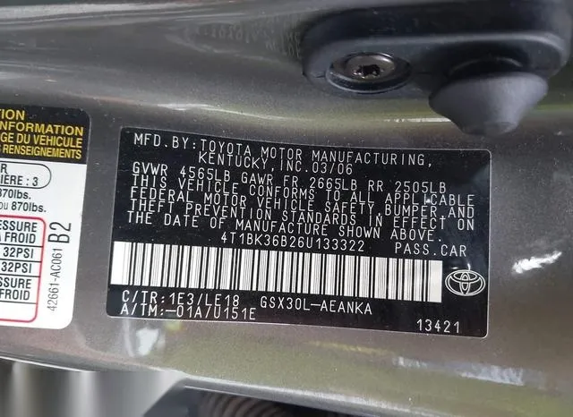 4T1BK36B26U133322 2006 2006 Toyota Avalon- Touring 9