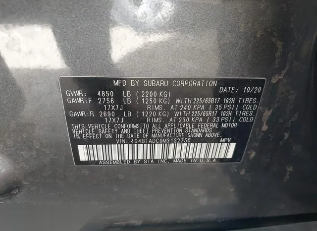 4S4BTADC0M3122755 2021 2021 Subaru Outback- Premium 9