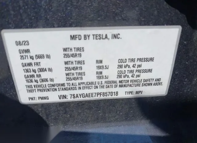 7SAYGAEE7PF857018 2023 2023 Tesla Model Y 9