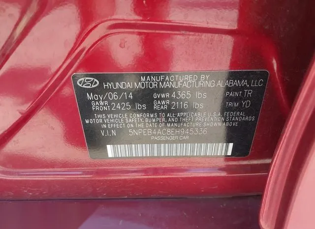 5NPEB4AC8EH945336 2014 2014 Hyundai Sonata- Gls 9