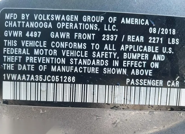 1VWAA7A35JC051266 2018 2018 Volkswagen Passat- 2-0T R-Line/ 9