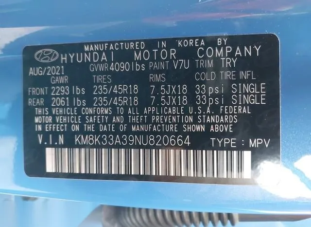 KM8K33A39NU820664 2022 2022 Hyundai Kona- N Line 9