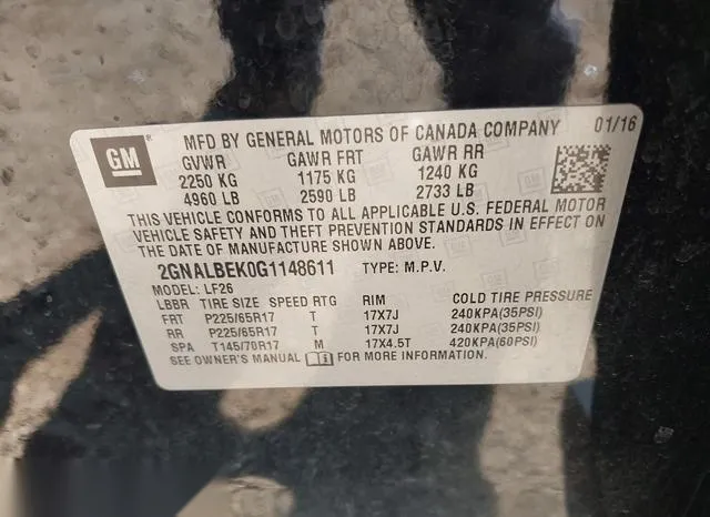 2GNALBEK0G1148611 2016 2016 Chevrolet Equinox- LS 9