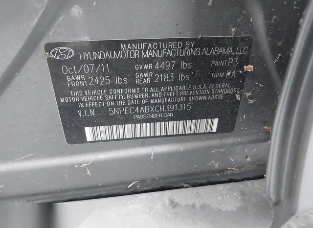 5NPEC4ABXCH391315 2012 2012 Hyundai Sonata- Se 2-0T 9