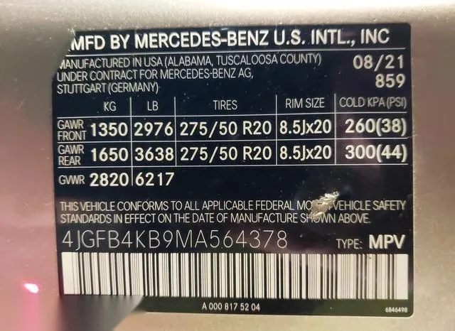 4JGFB4KB9MA564378 2021 2021 Mercedes-Benz GLE 350- 4Matic 9