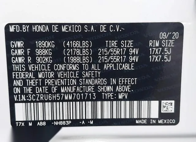 3CZRU6H57MM701713 2021 2021 Honda HR-V- Awd Ex 9