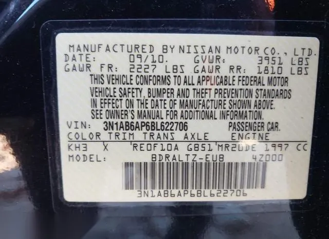 3N1AB6AP6BL622706 2011 2011 Nissan Sentra- 2-0SR 9