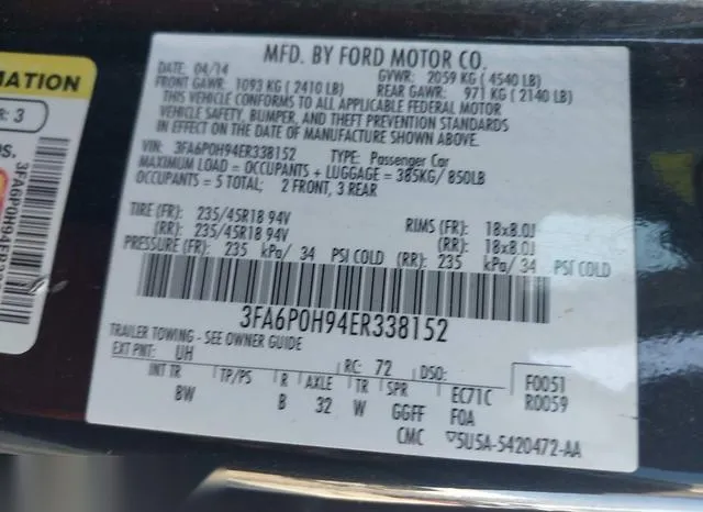 3FA6P0H94ER338152 2014 2014 Ford Fusion- SE 9