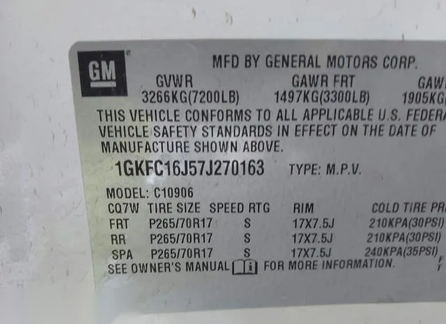 1GKFC16J57J270163 2007 2007 GMC Yukon Xl 1500- Slt 9