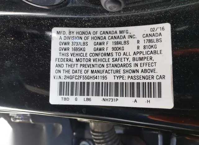 2HGFC2F55GH541195 2016 2016 Honda Civic- LX 9