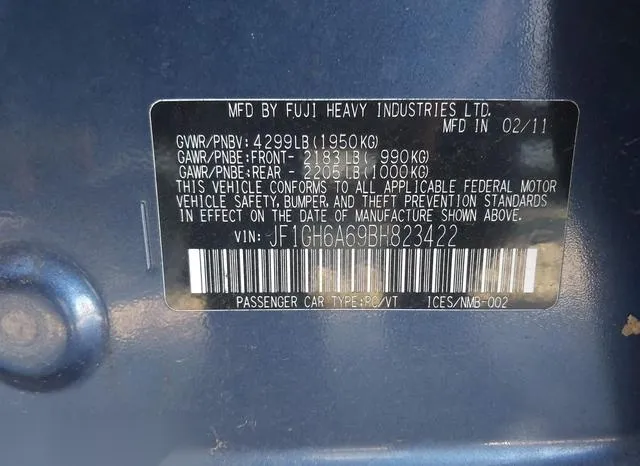 JF1GH6A69BH823422 2011 2011 Subaru Impreza- 2-5I 9