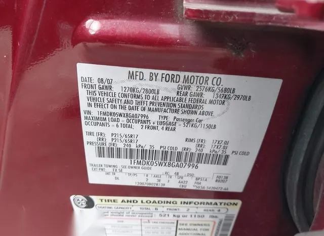 1FMDK05WX8GA07996 2008 2008 Ford Taurus- X Sel 9